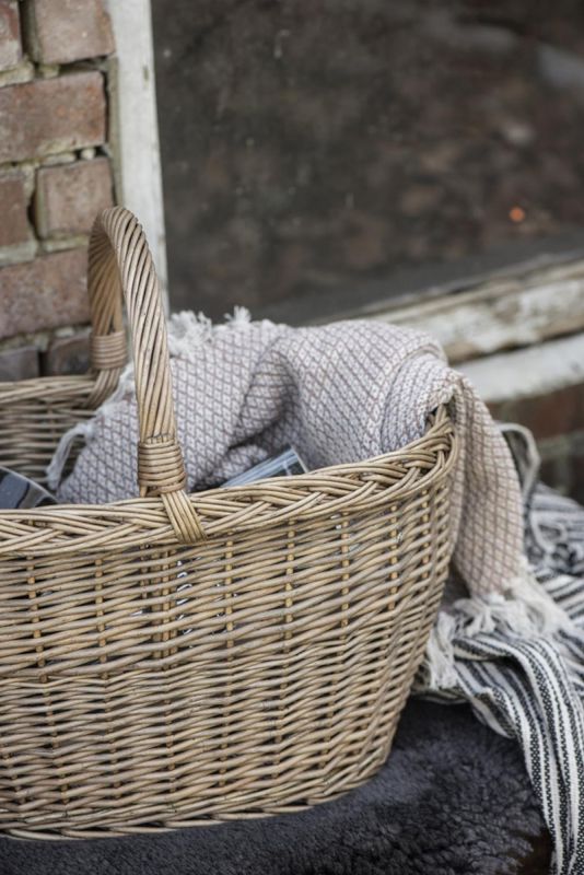 Pledd i bomull krem/brunt| IB Laursen