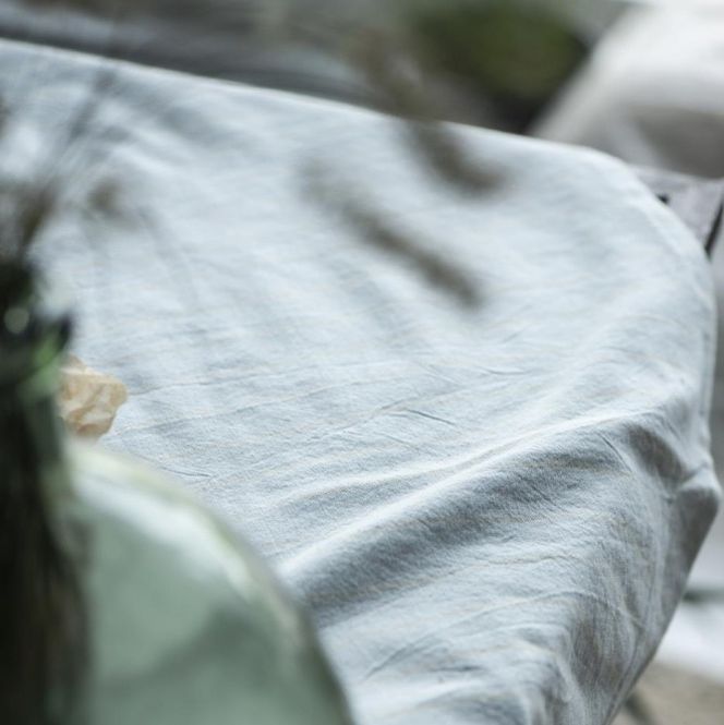 Hovedbilde Duk i bomull - lyseblå m beige striper  | IB ...